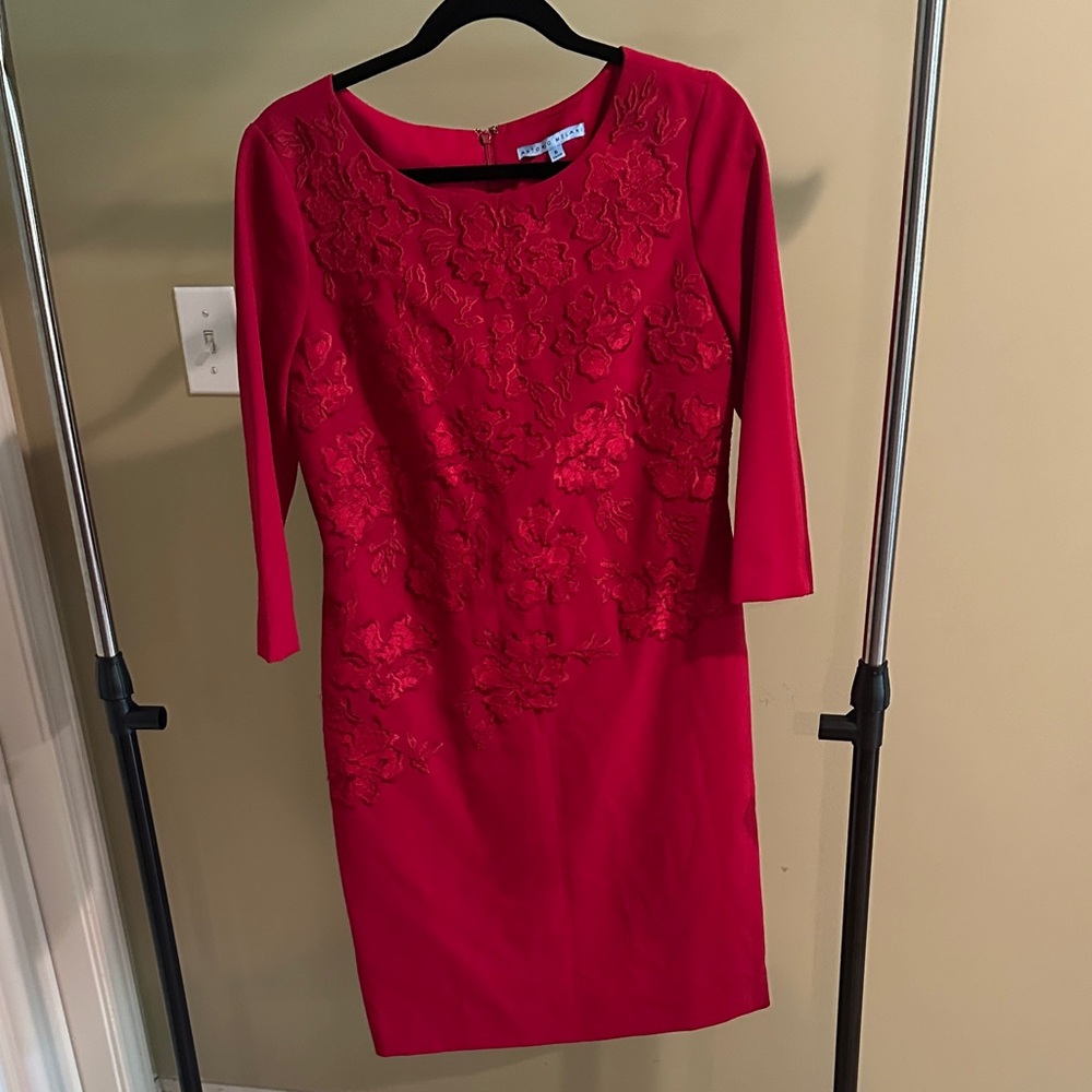 ANTONIO MELANI Red Floral Long Sleeve Dress